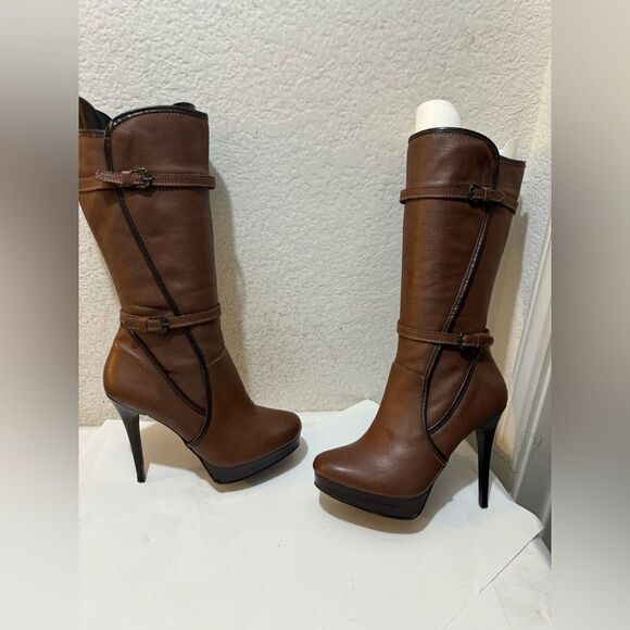 Seducta platform leather heeled  boots size 24 ,5/ 8,5 US - Picture 1 of 16